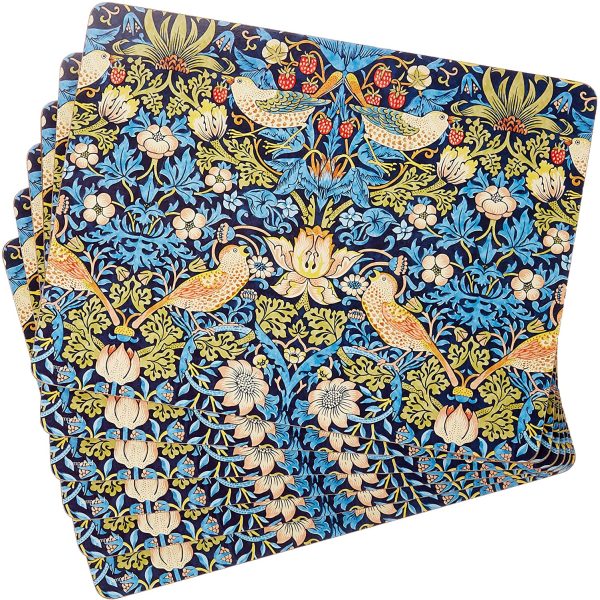 Strawberry Thief Placemats & Coasters in Blue by Pimpernel