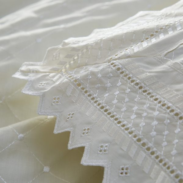 Broderie Anglaise Bedding Cream in Percale & Embroidered by Balmoral