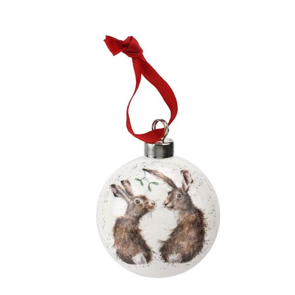 hare christmas bauble by wrendale designs