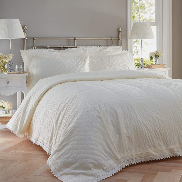 Broderie Anglaise Bedding Cream in Percale & Embroidered by Balmoral