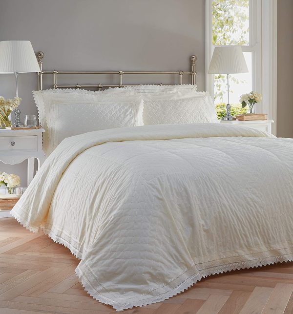 Broderie Anglaise Bedding Cream in Percale & Embroidered by Balmoral - Image 4