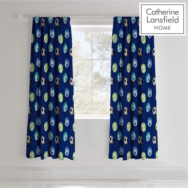 catherine lansfield football curtains blue