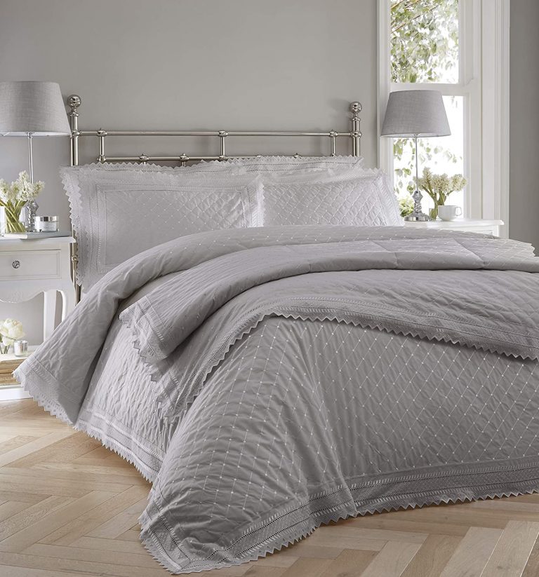 Broiderie Anglaise Grey Duvet Cover Set