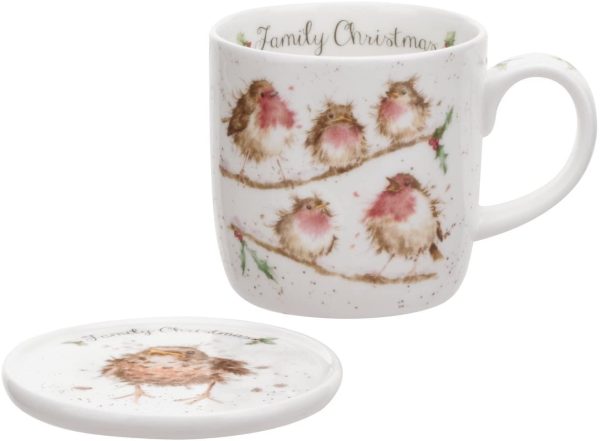 Wrendale Designs Family Christmas Mug & Coaster