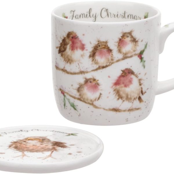 Wrendale Designs Family Christmas Mug & Coaster