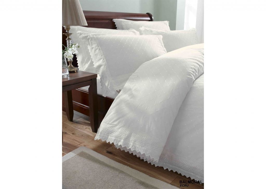 Broderie Anglaise Bedding White in Percale & Embroidered by Balmoral