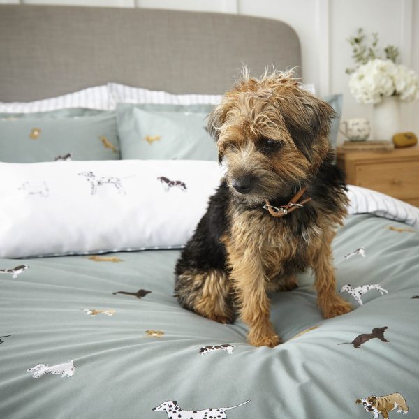 Sophie Allport Fetch Bedding Set Dogs Moss Green