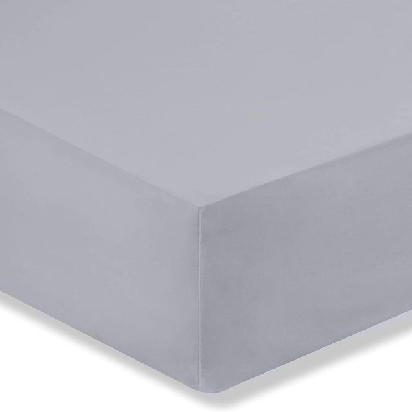 Grey Fitted Sheet Extra Deep 32cm in 100% Cotton by Bianca