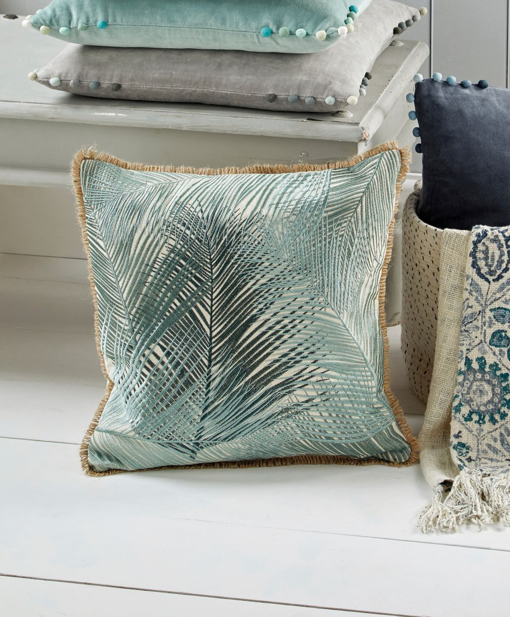 walton & co embroidered palm cushion