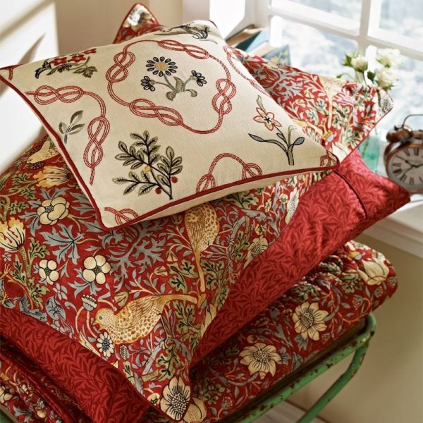 strawberry thief cushion red