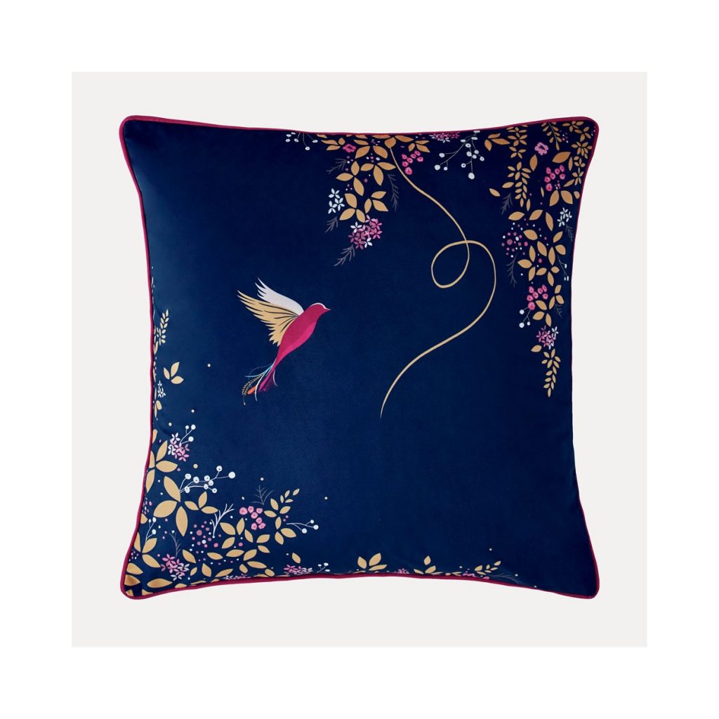 navy hummingbird cushion sara miller