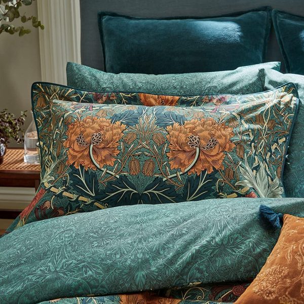 Honeysuckle & Tulip Bedding in Mulberry & Teal by Morris & Co