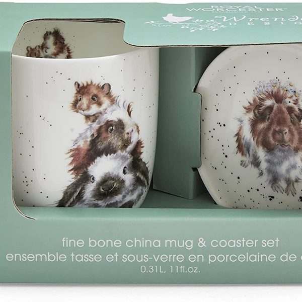 wrendale designs mug and coaster set piggy in the middle boxed