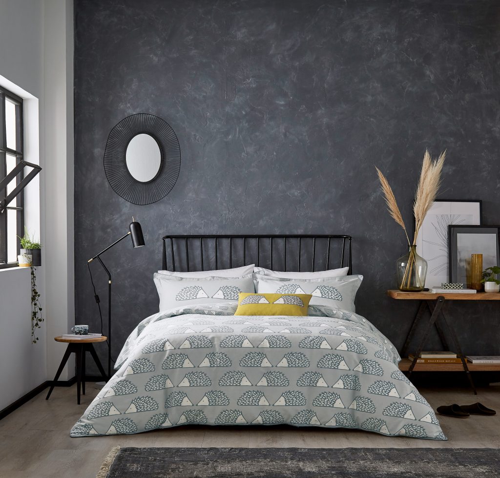 Spike the Hedgehog Duvet Cover Set in Slate Grey - Designer Bedding by Scion