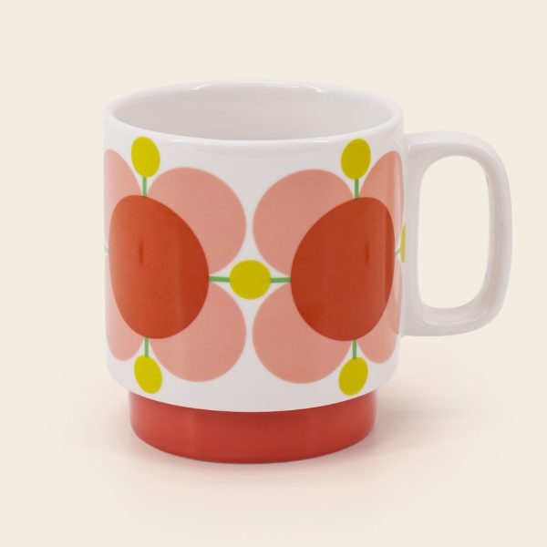 Orla Kiely Stacking Mugs Atomic Flower Design Boxed Set of 2
