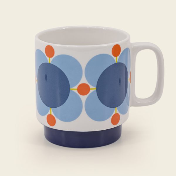 Orla Kiely Stacking Mugs Atomic Flower Design Boxed Set of 2