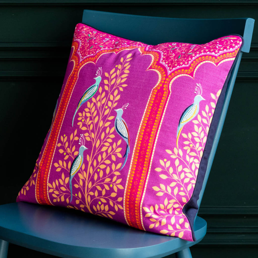 Pink Scalloped Archways Cushion by Sara Miller 50cm x 50cm