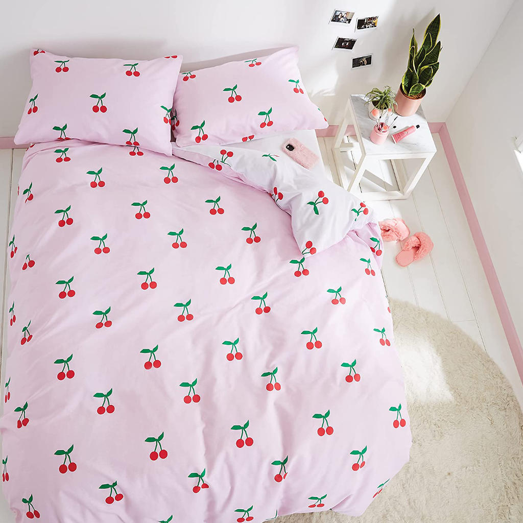 Cherry Dreaming Double Duvet Set Pink By Sassy B