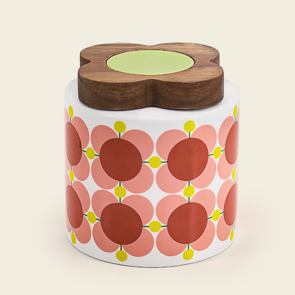 orla Kiely 1100ml storage jar atomic flower bubblegum box