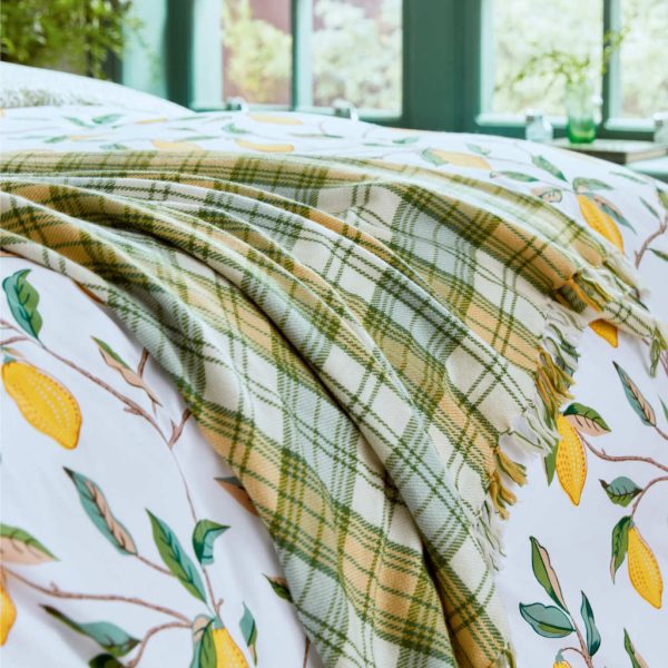 Leaf Green Check Throw Lemon Tree & Willow Bough by Morris & Co
