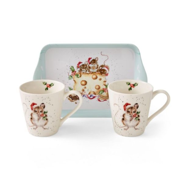 holly jolly mug & tray set