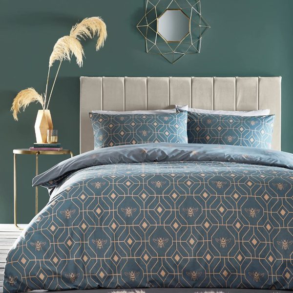 Bee Deco French Blue duvet cover set