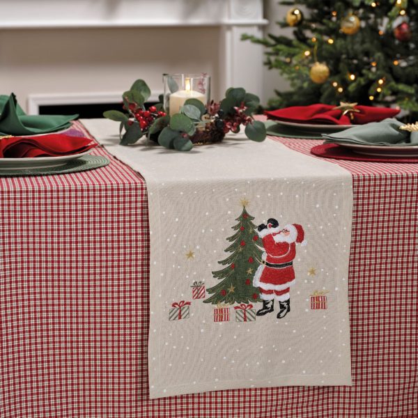 Embroidered Father Christmas Table Runner