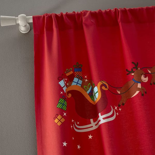 Santas Christmas presents curtain close up image