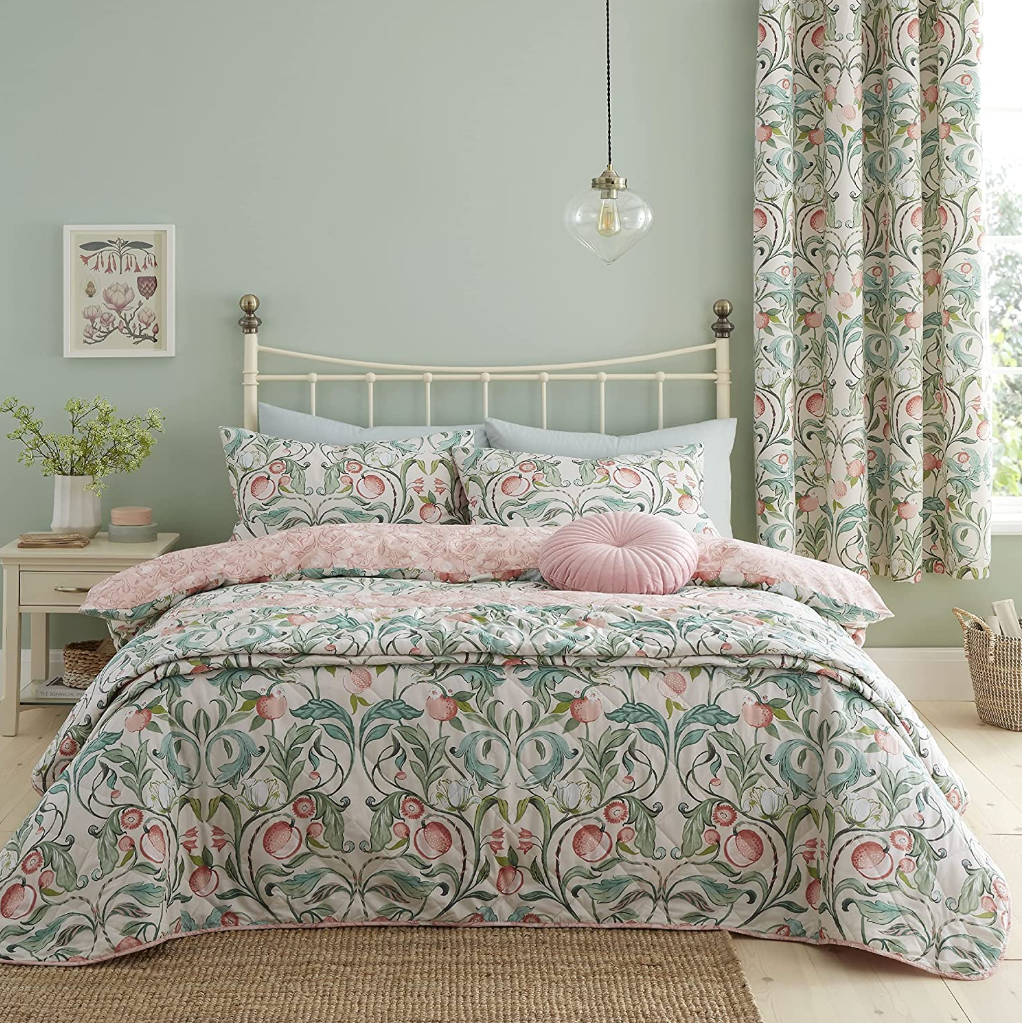 Clarence Floral Natural and Green Duvet Cover Set