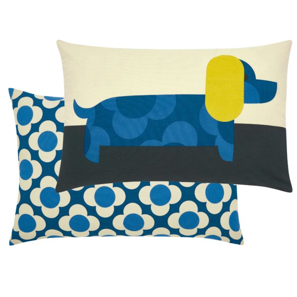 Orla Kiely Dachshund Blue Cushion Lifestyle