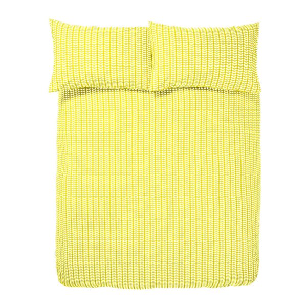 Orla Kiely Tiny Stem Yellow Duvet Cover Set Overhead Bed Image