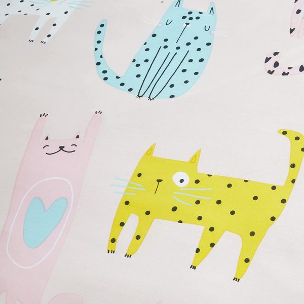 Cute Cats Pink & Green Children's Bedding by Catherine Lansfield