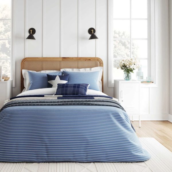 Helena Springfield LONG ISLAND Breton Stripe Blue & White main bed