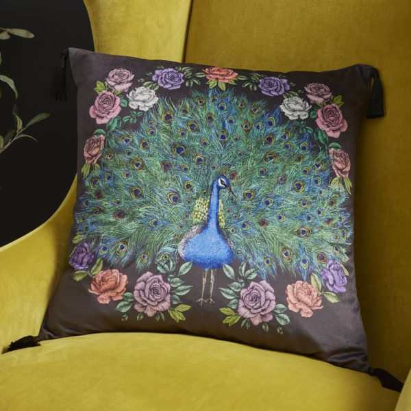 Matthew Williamson Peacock Bloom Cushion Black