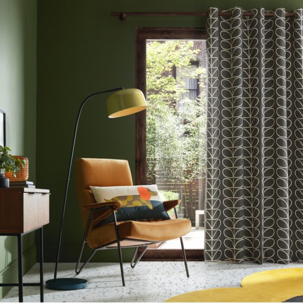 Orla Kiely Linear Stem Charcoal Curtains Main Image
