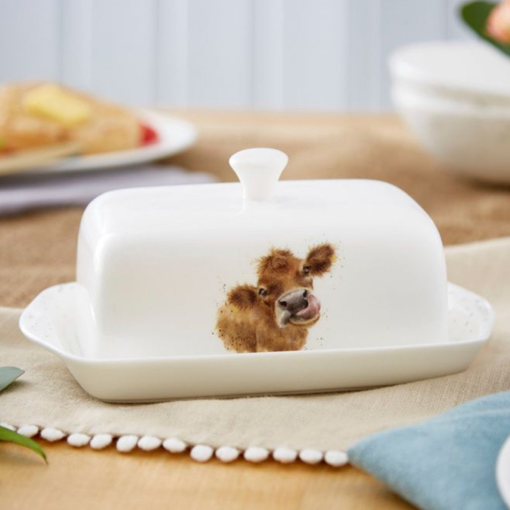 Beurrier Avec Couvercle Wrendale By Royal Worcester - Porcelaine Fine, Motifs Animaux à La Main
