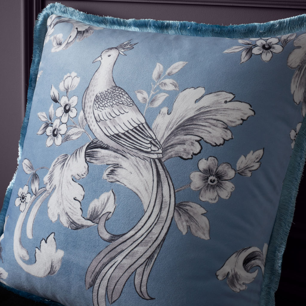 Bridgerton Regal Floral Cushion in Teal 45cm x 45cm