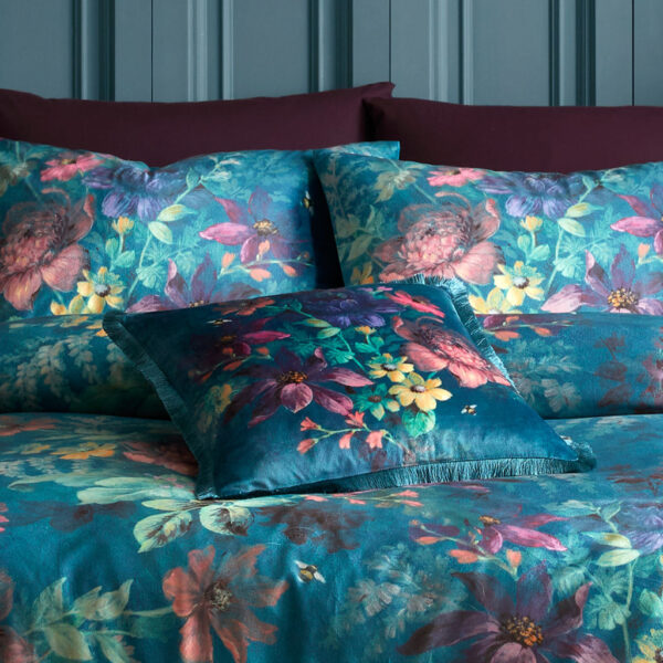 Bridgerton Romantic Floral Cushion on Bedding