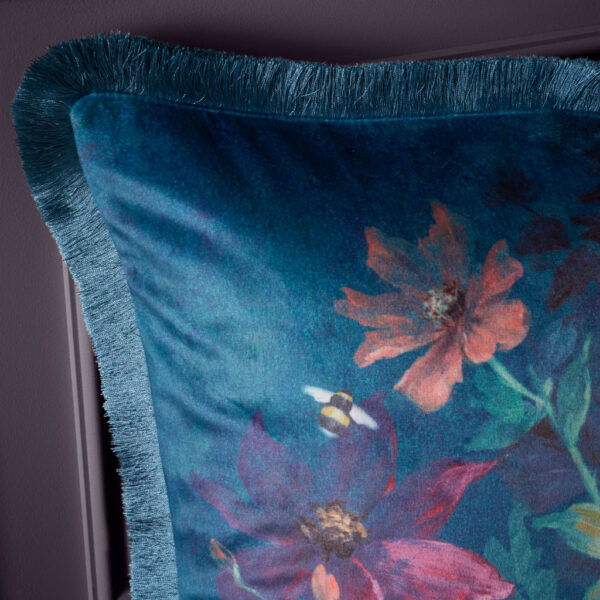 Bridgerton Romantic Floral Cushion Fringe Detail