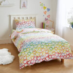CL Rainbow Hearts Fleece Duvet Cover set Reverse