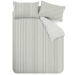brushed stripe green duvet cover set catherine lansfield