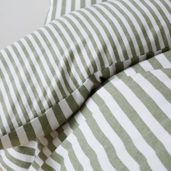 brushed stripe green duvet cover set catherine lansfield