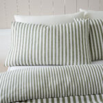 brushed stripe green duvet cover set catherine lansfield