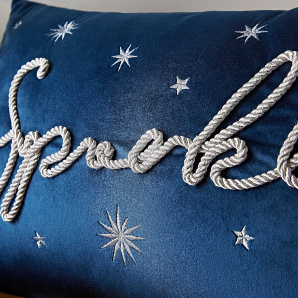 sparkle blue christmas filled cushion catherine lansfield