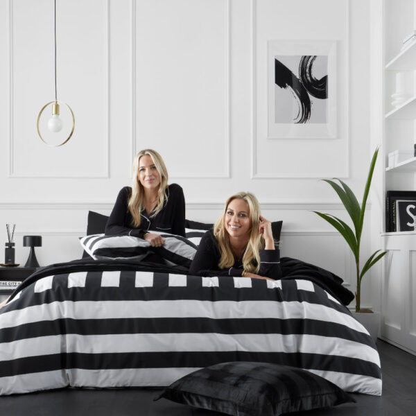 bold stripe duvet cover set black white cotton style sisters 2