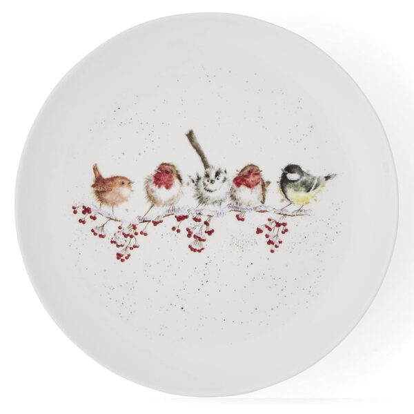 wrendale ceramic christmas plate robins cut out top