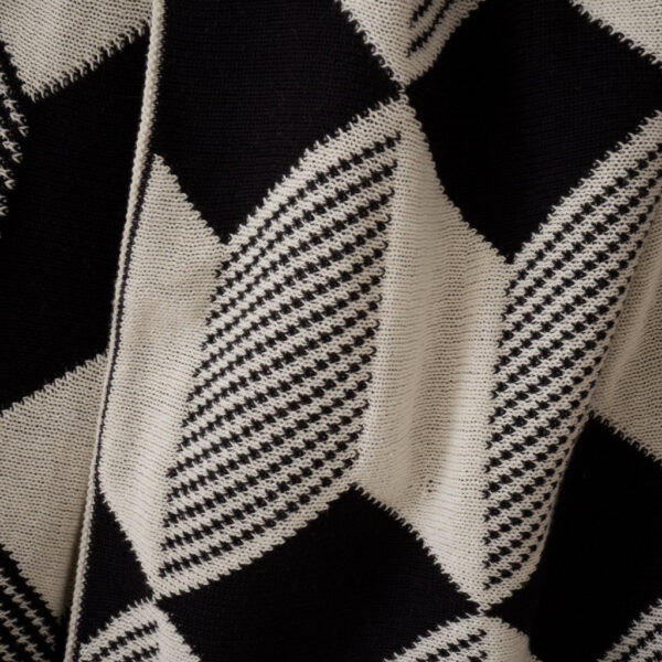 Knitted Cube Bedspread Throw Black & White 150cm x 220cm Style Sisters Detail 2