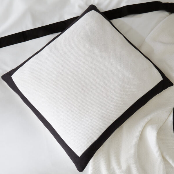 Monochrome Waffle Filled Cushion 55cm x 55cm White & Black Style Sisters Detail