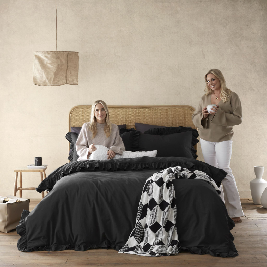 Style Sisters Ruffle Frill Duvet Cover Set Black 100 Cotton