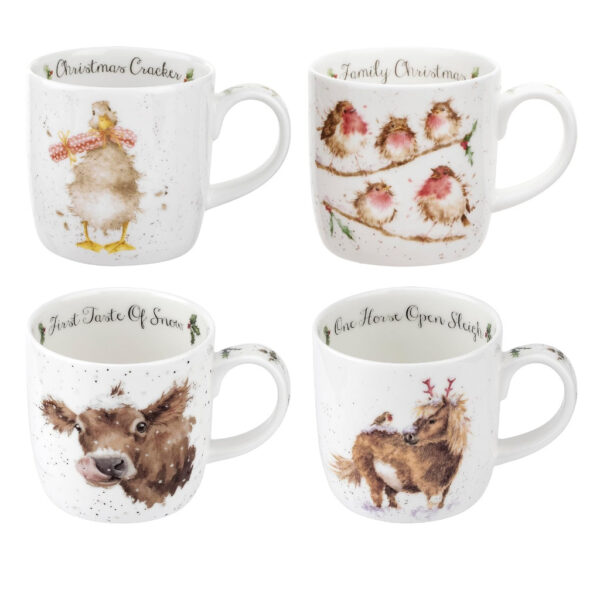Wrendale Designs Set of 4 Mugs Christmas